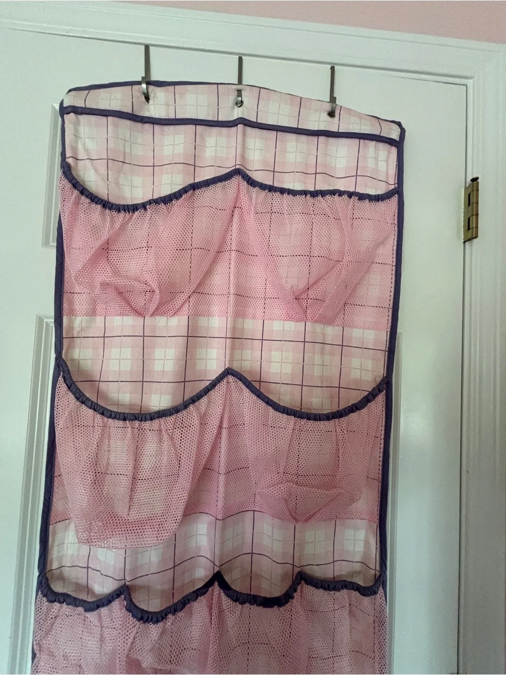 Pink Hanging Over-the-Door Organizer and Shoe Holder with Purple Trim